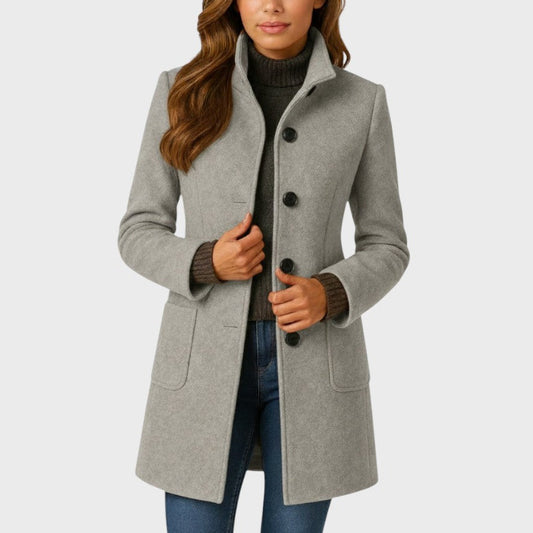 Albertina - cappotto classico con colletto da donna, colore grigio