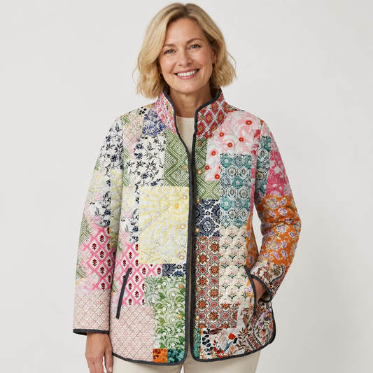 Dalia | Giacca Trapuntata Patchwork Toni Pastello - Nora Valtieri