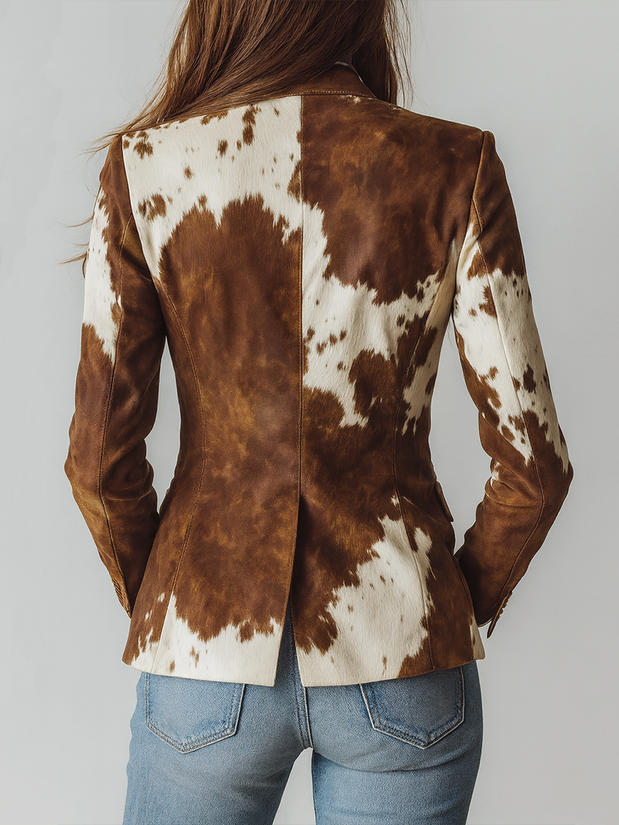 Nerina | Blazer Vintage Stampa Mucca - Nora Valtieri