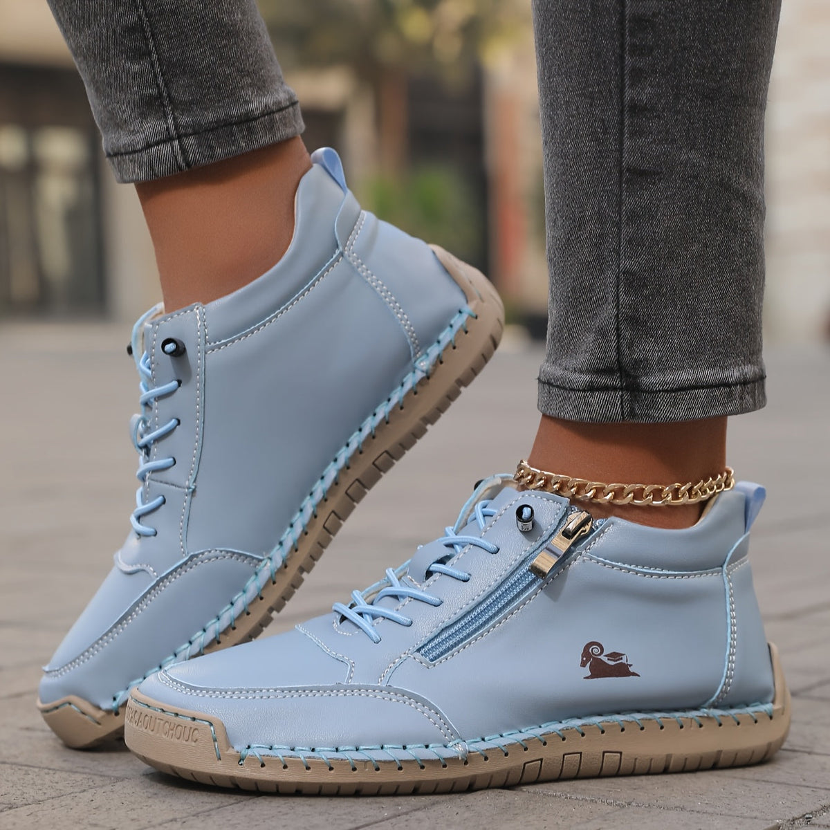Mafalda - Sneakers comfort con zip Azzurro