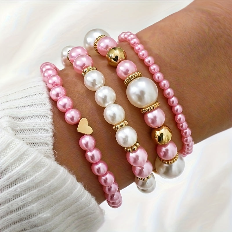 Camille™ | Set de Bracelets Perles et Cœur