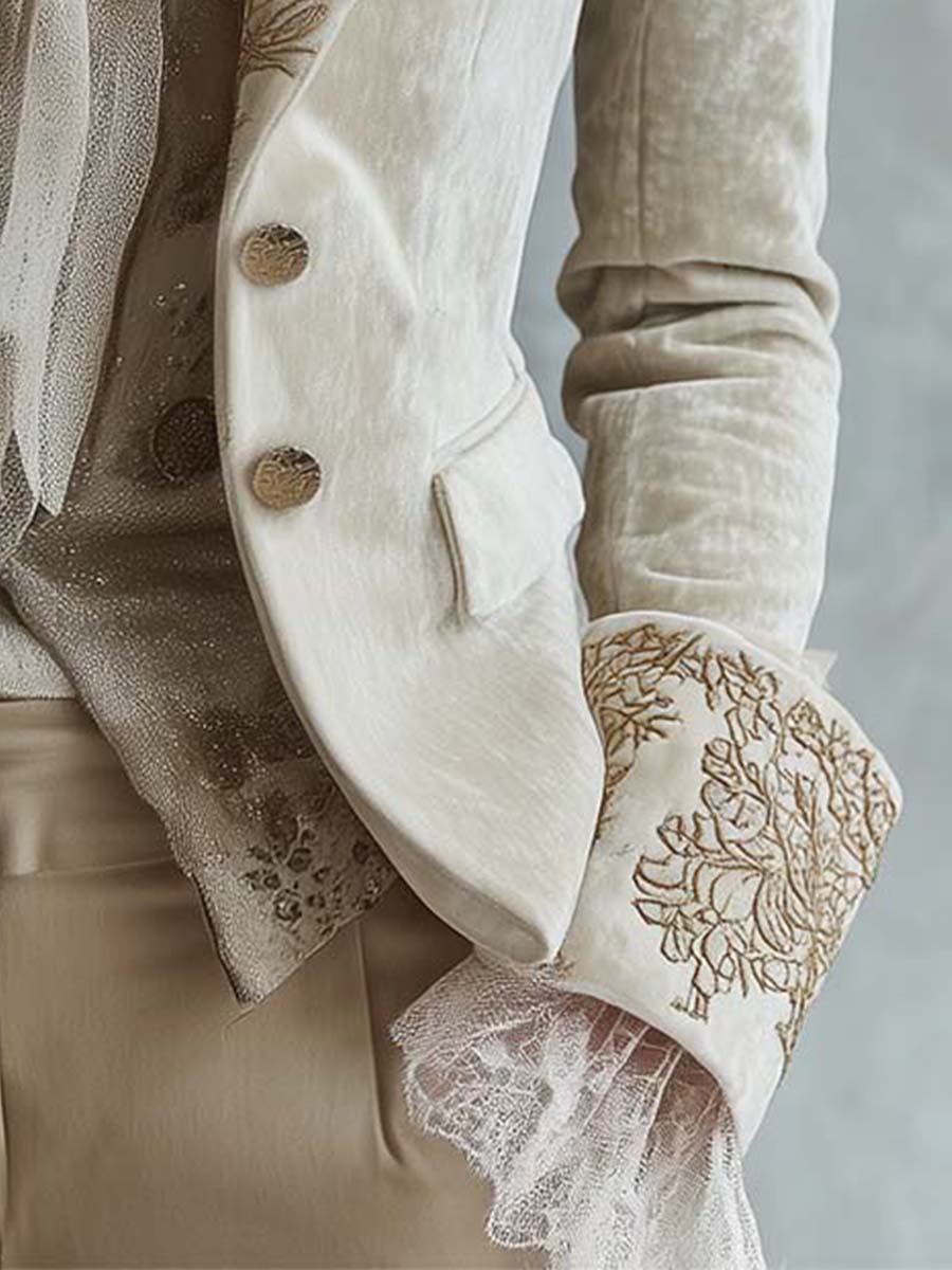 Priscilla | Blazer Avorio con Ricami Dorati - Nora Valtieri