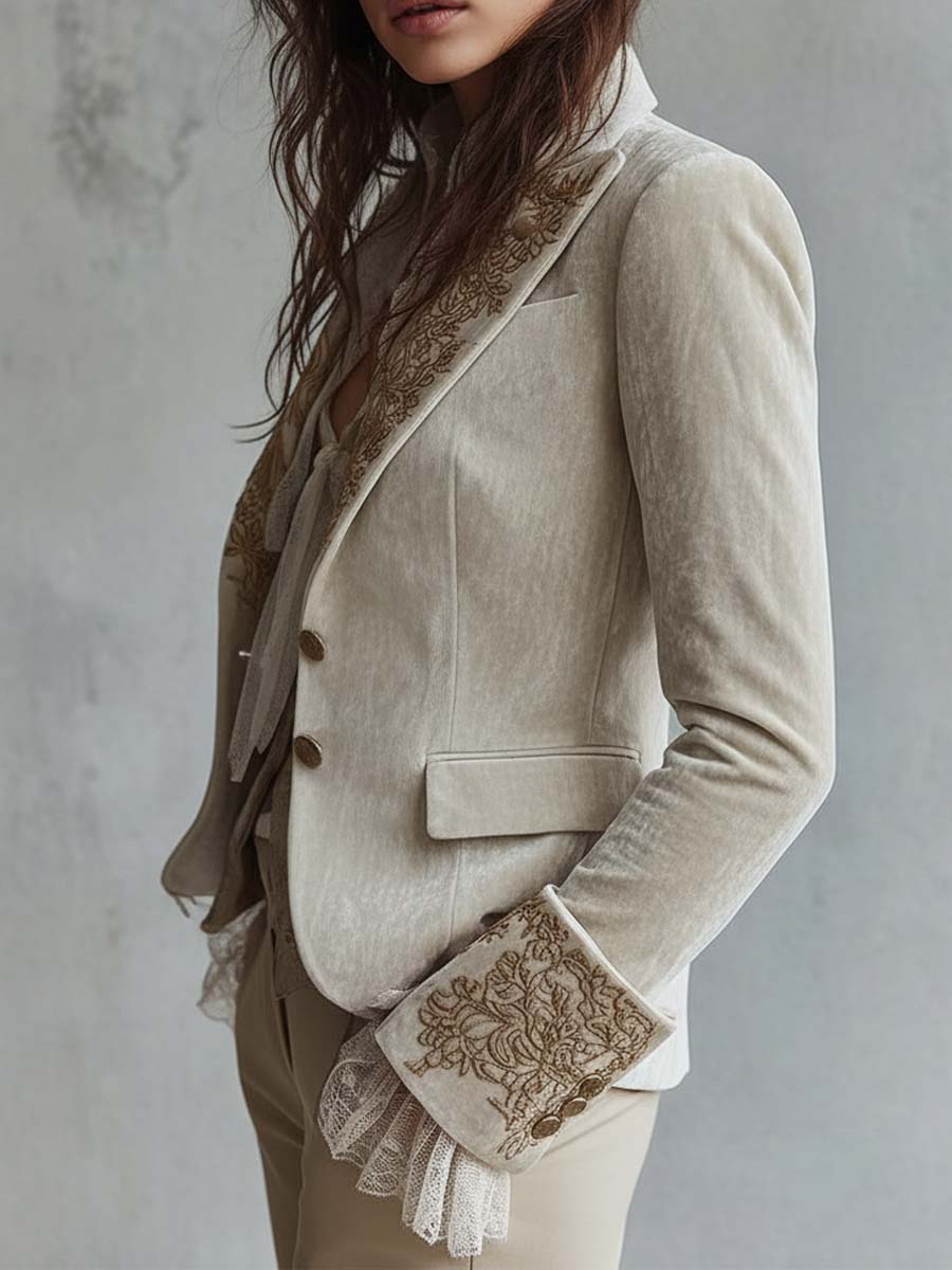 Priscilla | Blazer Avorio con Ricami Dorati - Nora Valtieri
