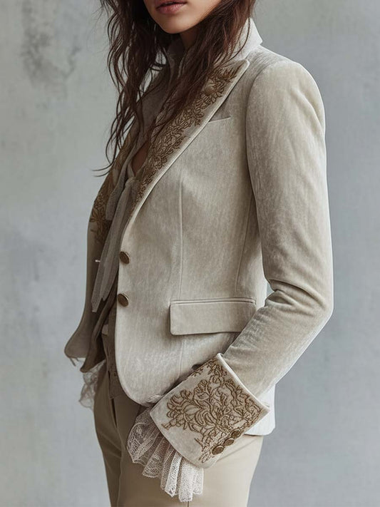 Priscilla | Blazer Avorio con Ricami Dorati - Nora Valtieri