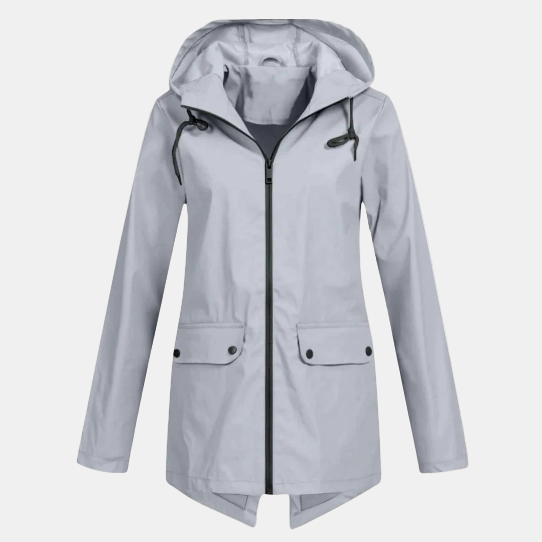 Augusta - giacca impermeabile con cappuccio da donna, colore grigio