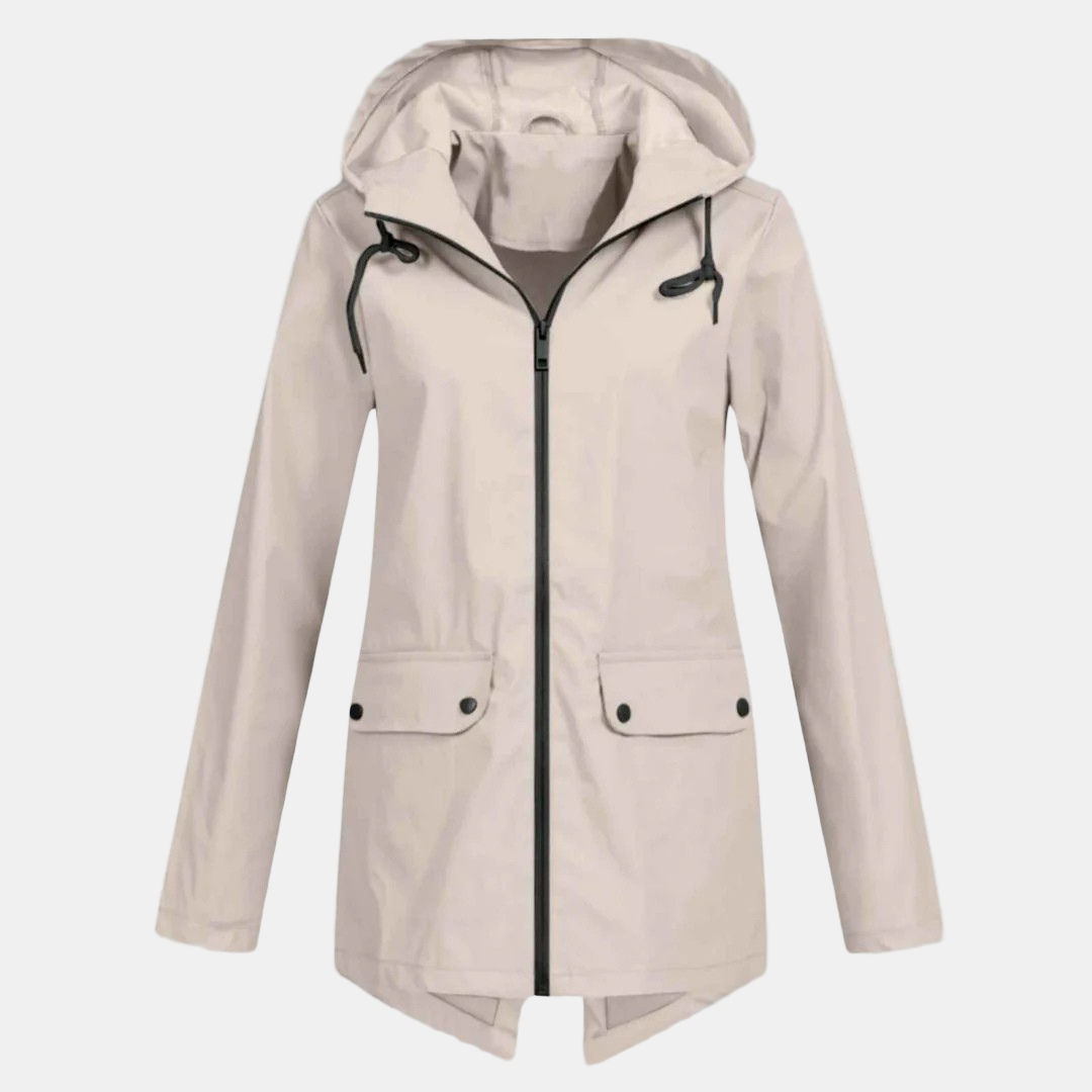 Augusta - giacca impermeabile con cappuccio da donna, colore albicocca