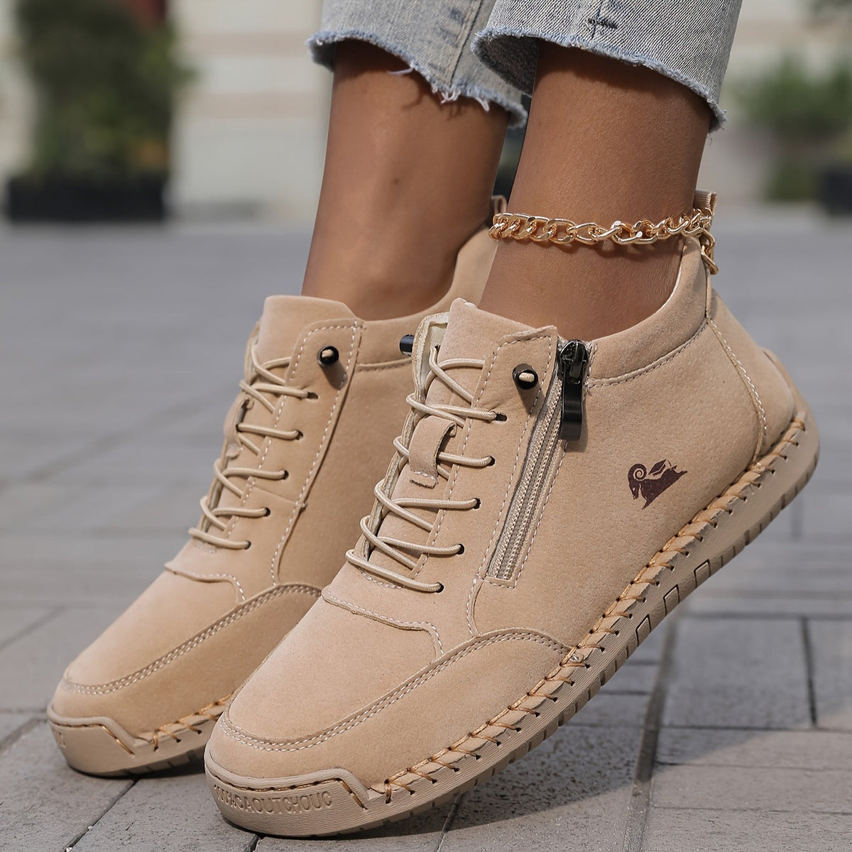 Mafalda - Sneakers comfort con zip Sabbia