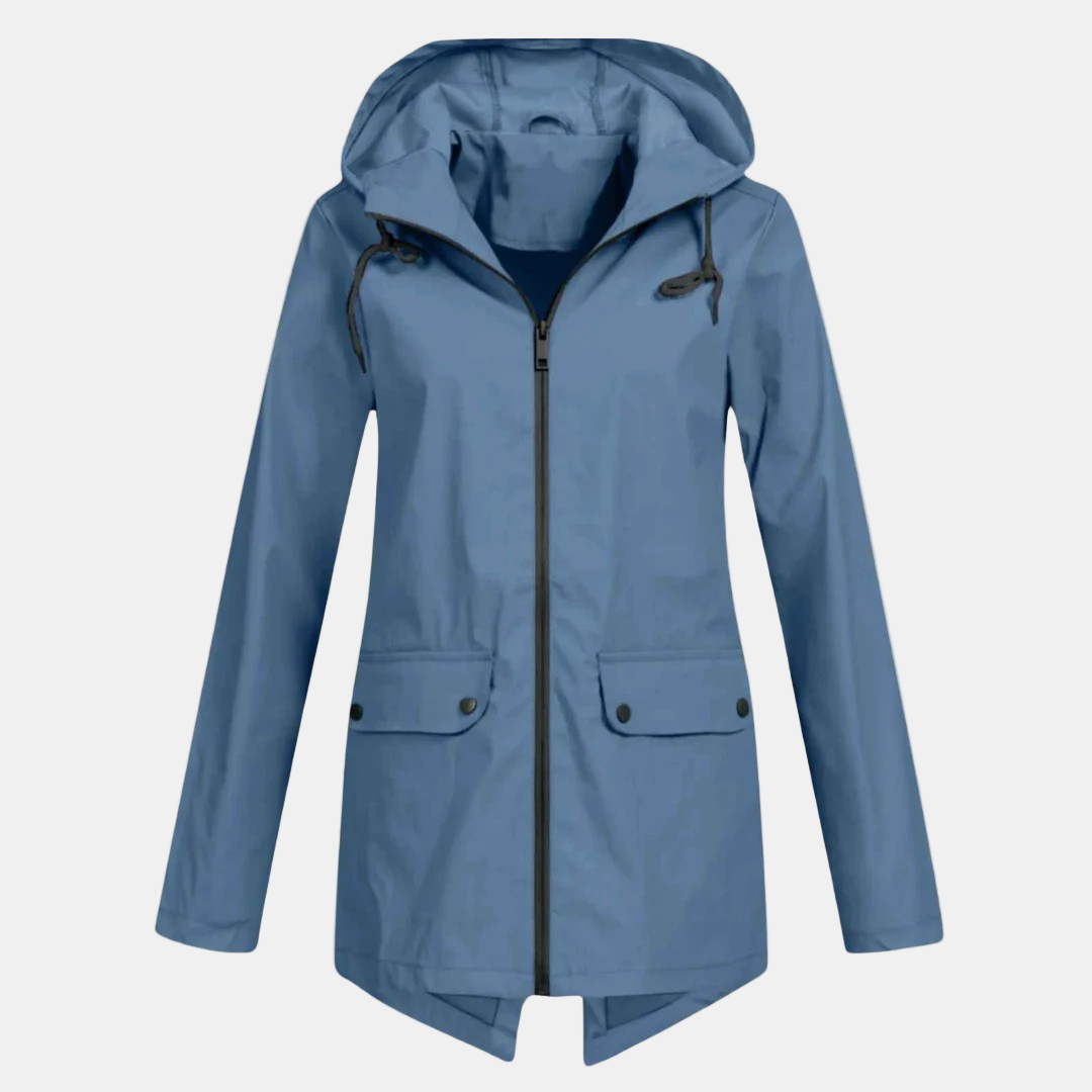 Augusta - giacca impermeabile con cappuccio da donna, colore blu