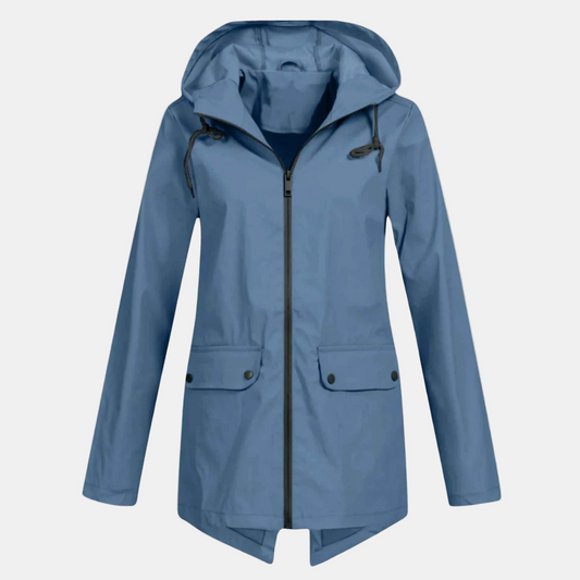 Augusta - giacca impermeabile con cappuccio da donna, colore blu