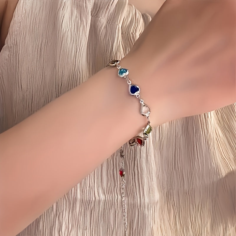 Tiziana | Bracciale Dorato Cuori Multicolore
