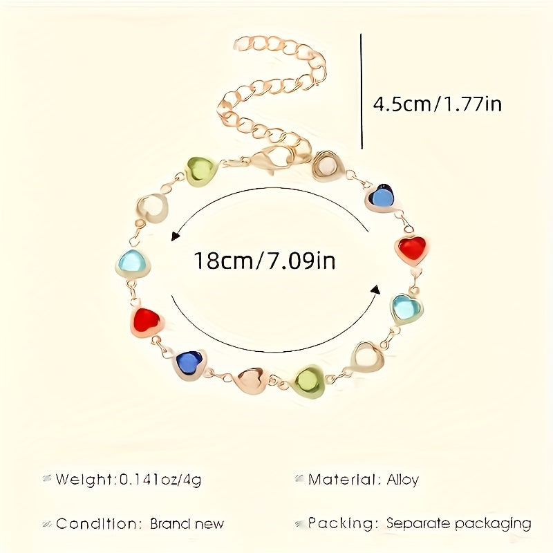 Tiziana | Bracciale Dorato Cuori Multicolore