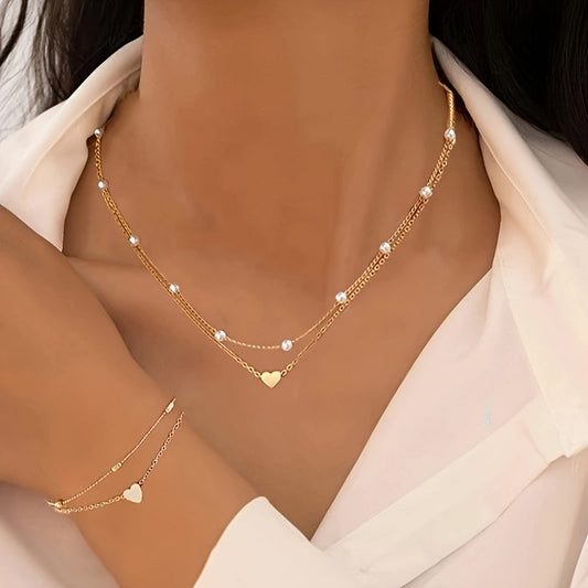 Ilaria | Set Cuore e Perle a Strati