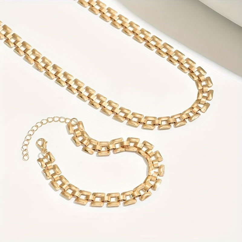 Irene | Set Collana e Bracciale Maglia Quadrata