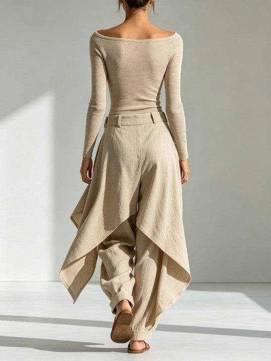 Giuliana | Completo Beige con Scollo a Barca