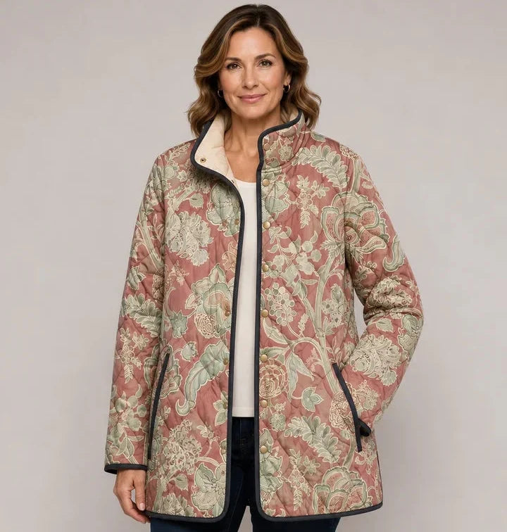 Annamaria | Giacca Trapuntata Floreale Vintage Rosa - Nora Valtieri