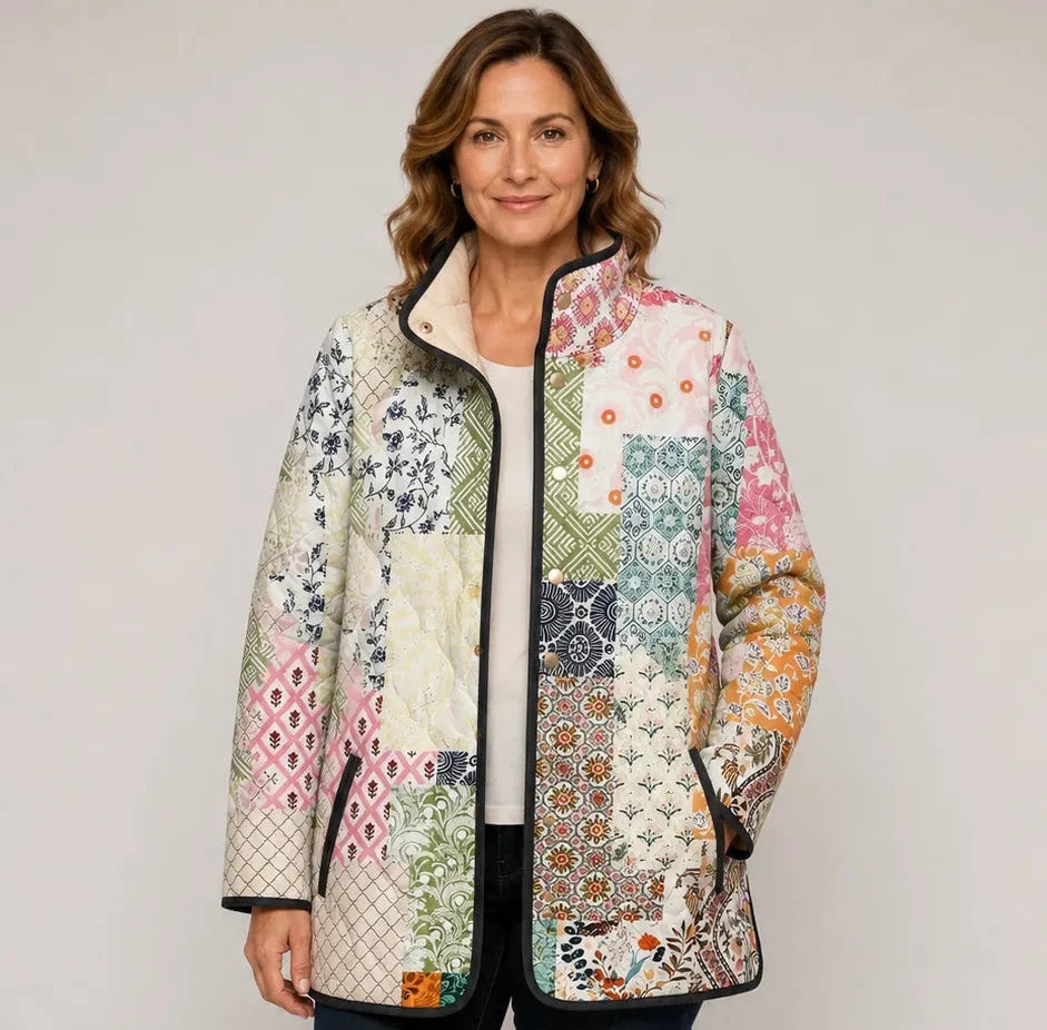 Dalia | Giacca Trapuntata Patchwork Toni Pastello - Nora Valtieri