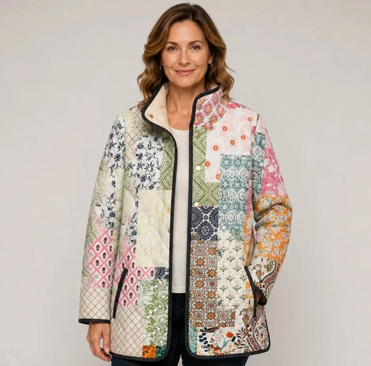 Dalia | Giacca Trapuntata Patchwork Toni Pastello - Nora Valtieri