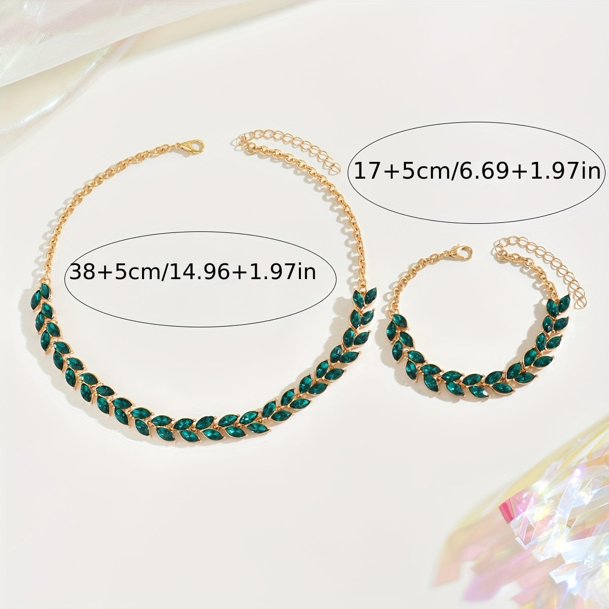 Camilla | Duo Collana e Bracciale Cristalli Verdi