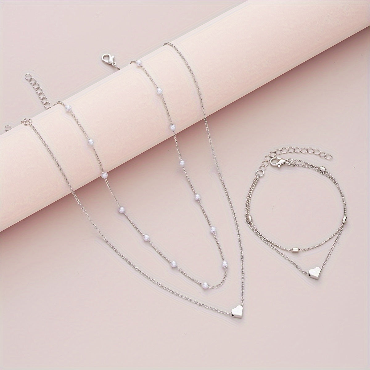 Ilaria | Set Cuore e Perle a Strati