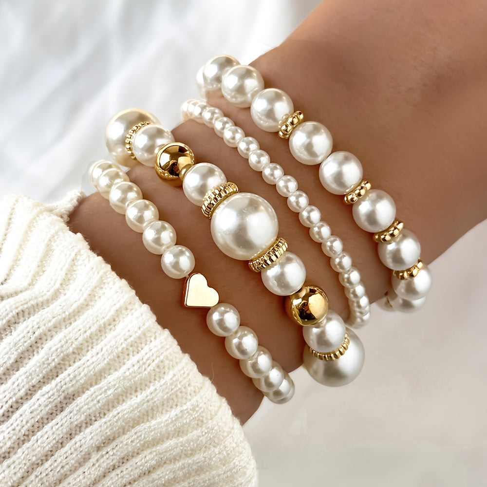 Camille™ | Set de Bracelets Perles et Cœur