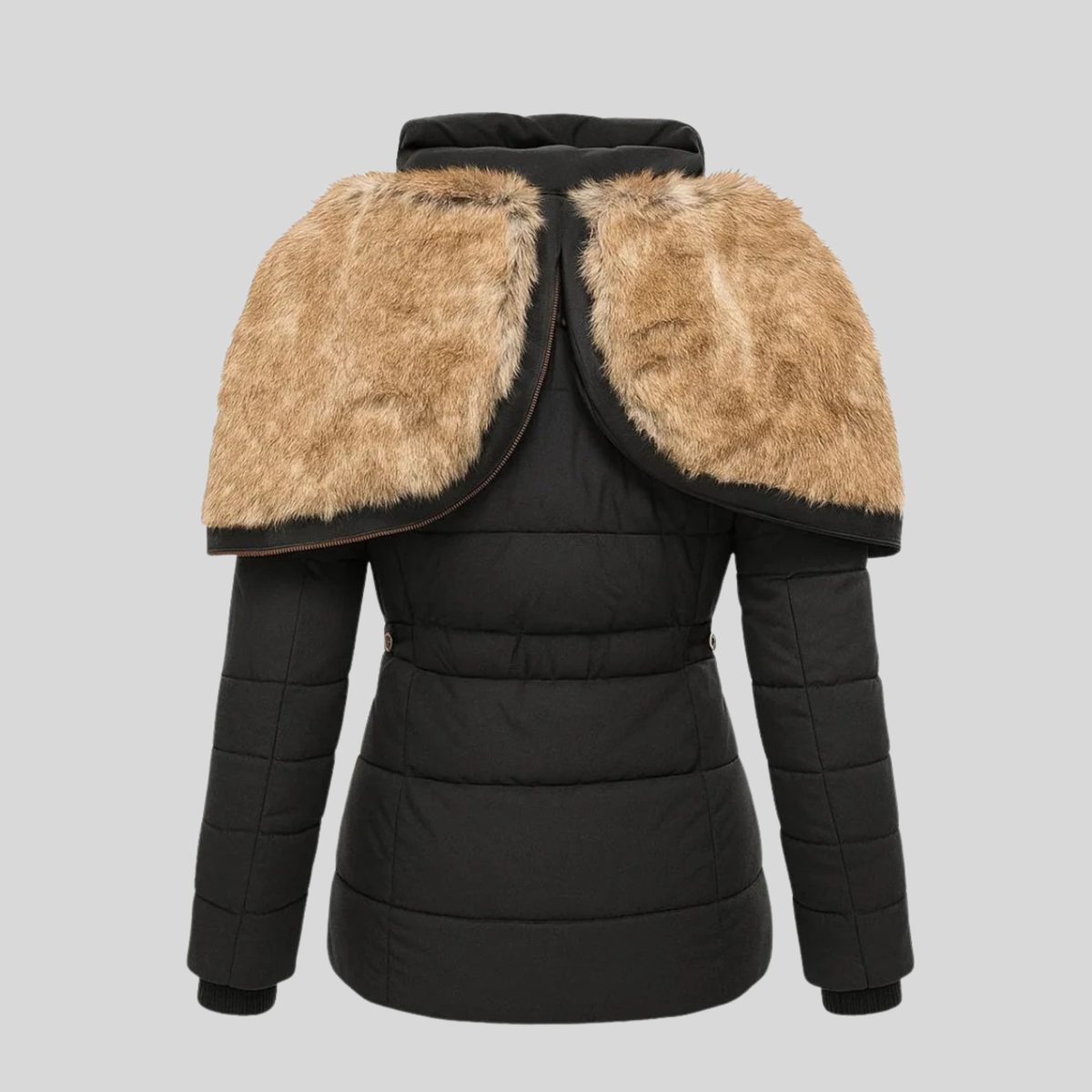 Evelina - parka trapuntato con cappuccio in pelliccia da donna, colore rosa, vista 2