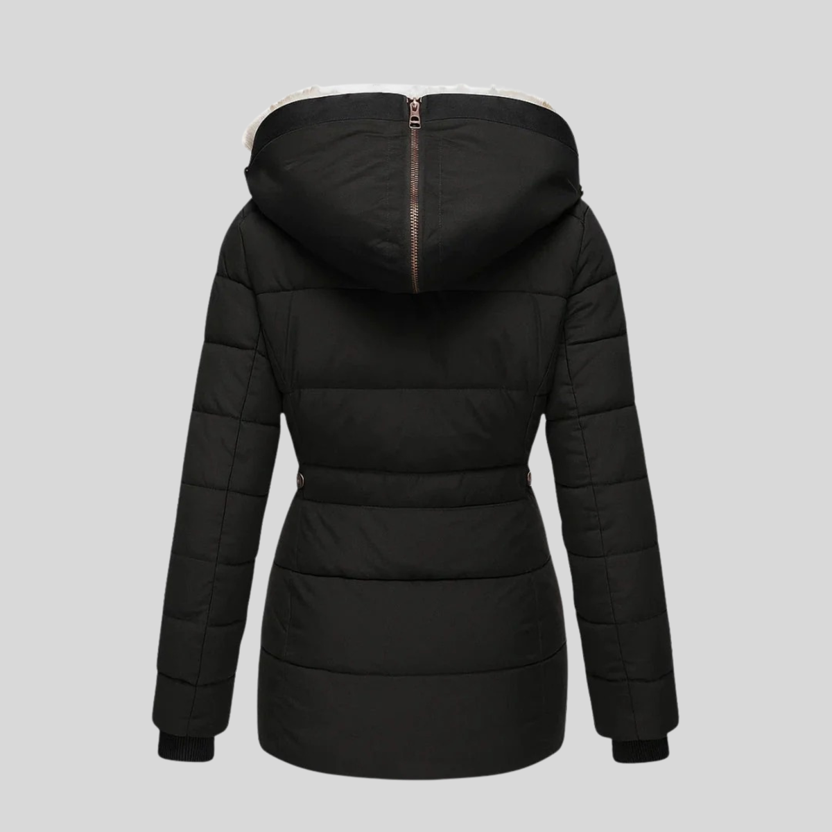 Evelina - parka trapuntato con cappuccio in pelliccia da donna, colore rosa, vista 3
