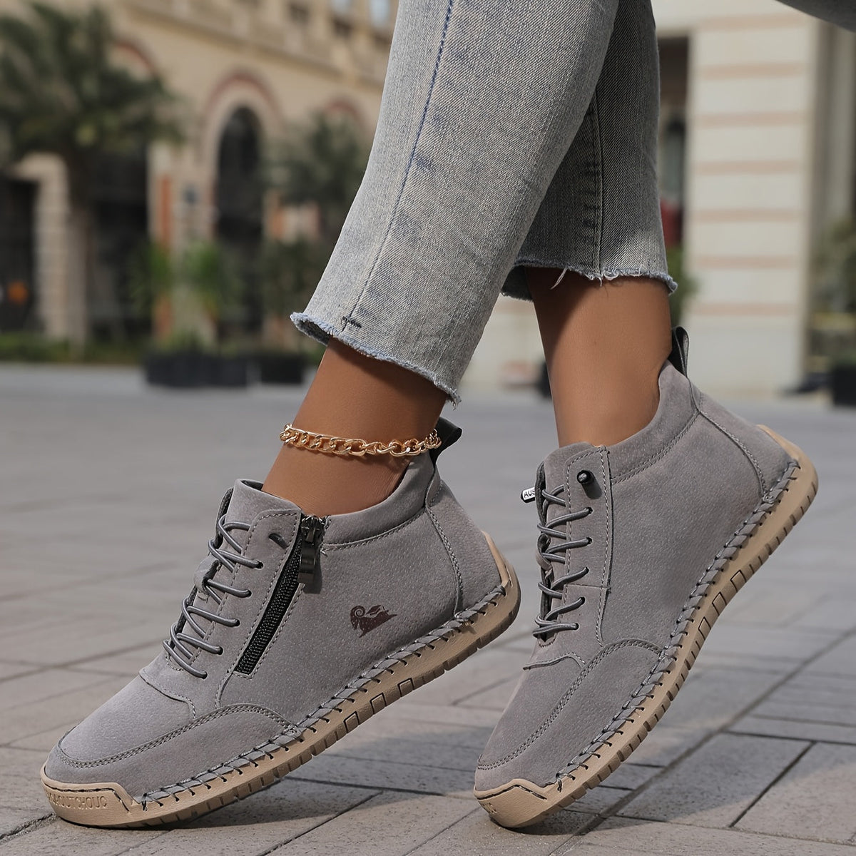 Mafalda - Sneakers comfort con zip Grigio