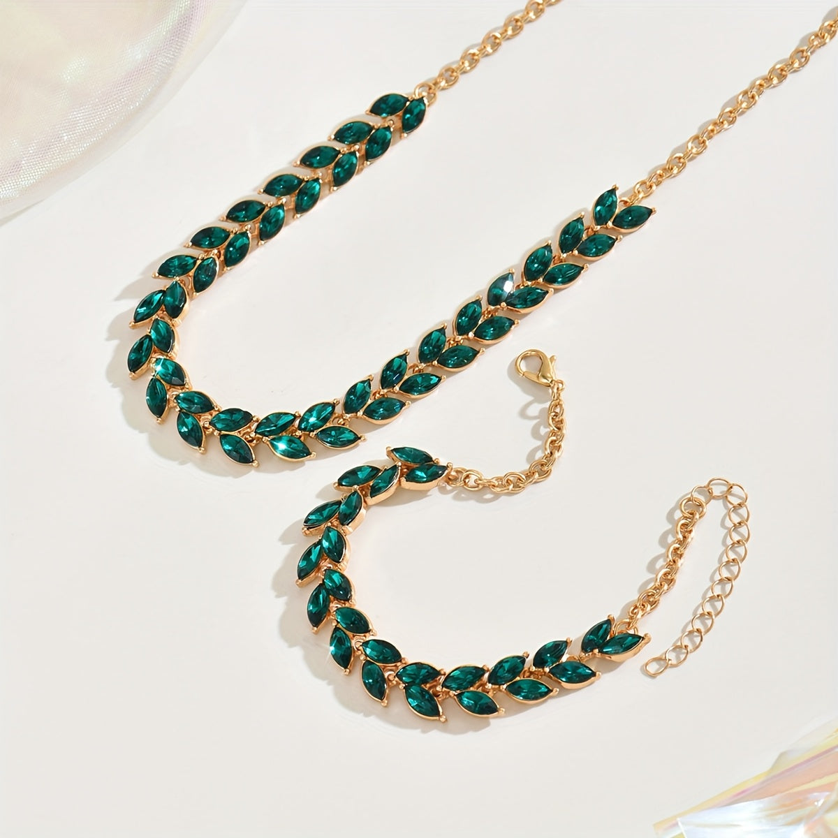 Camilla | Duo Collana e Bracciale Cristalli Verdi