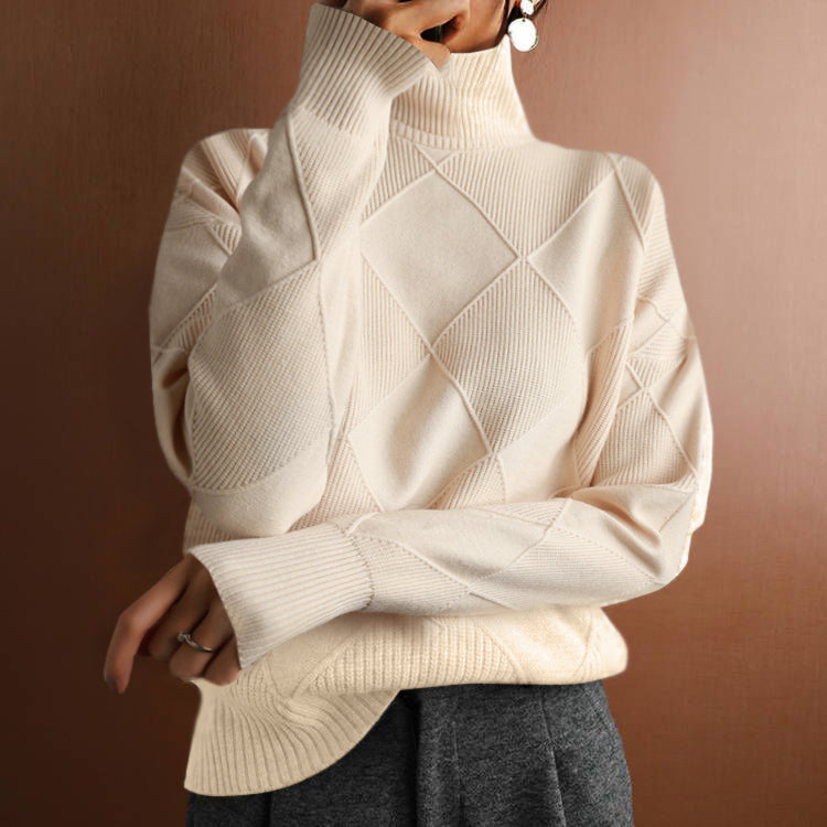 Ottilia - maglione ampio a rombi da donna, colore bianco