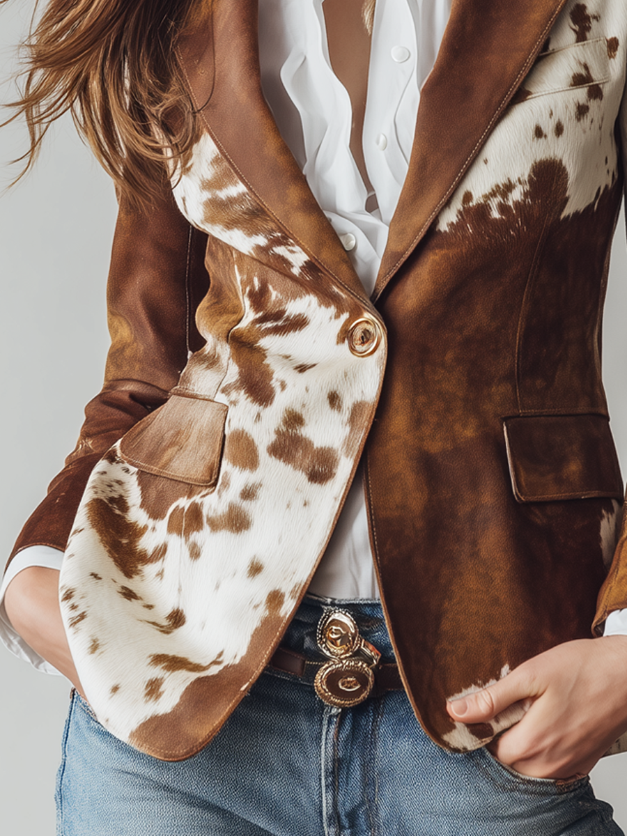 Nerina | Blazer Vintage Stampa Mucca - Nora Valtieri