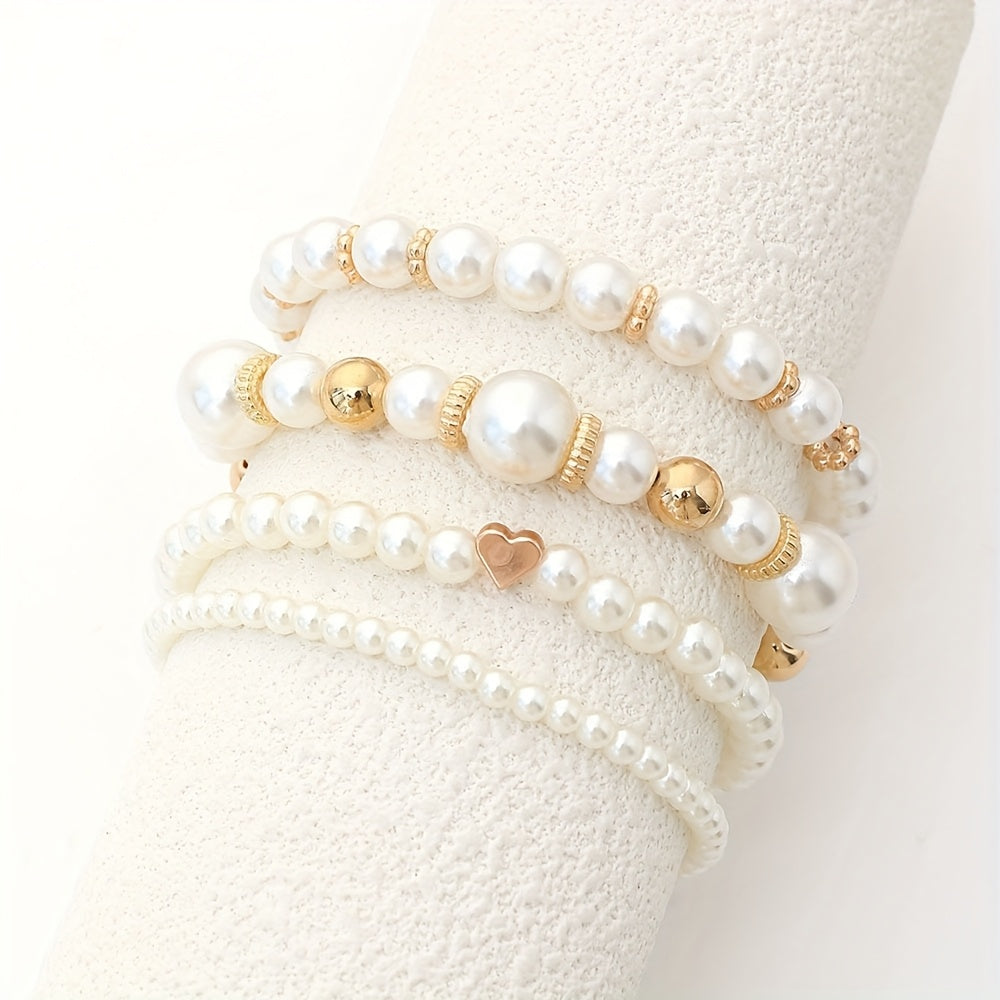 Camille™ | Set de Bracelets Perles et Cœur
