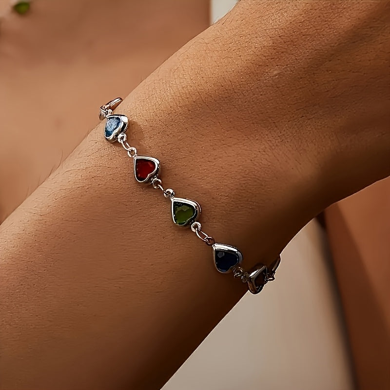 Tiziana | Bracciale Dorato Cuori Multicolore