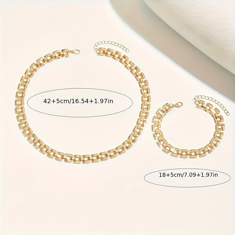 Irene | Set Collana e Bracciale Maglia Quadrata