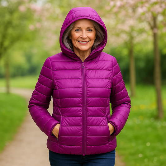 Melissa | Giacca Imbottita Leggera con Cappuccio Magenta - Nora Valtieri