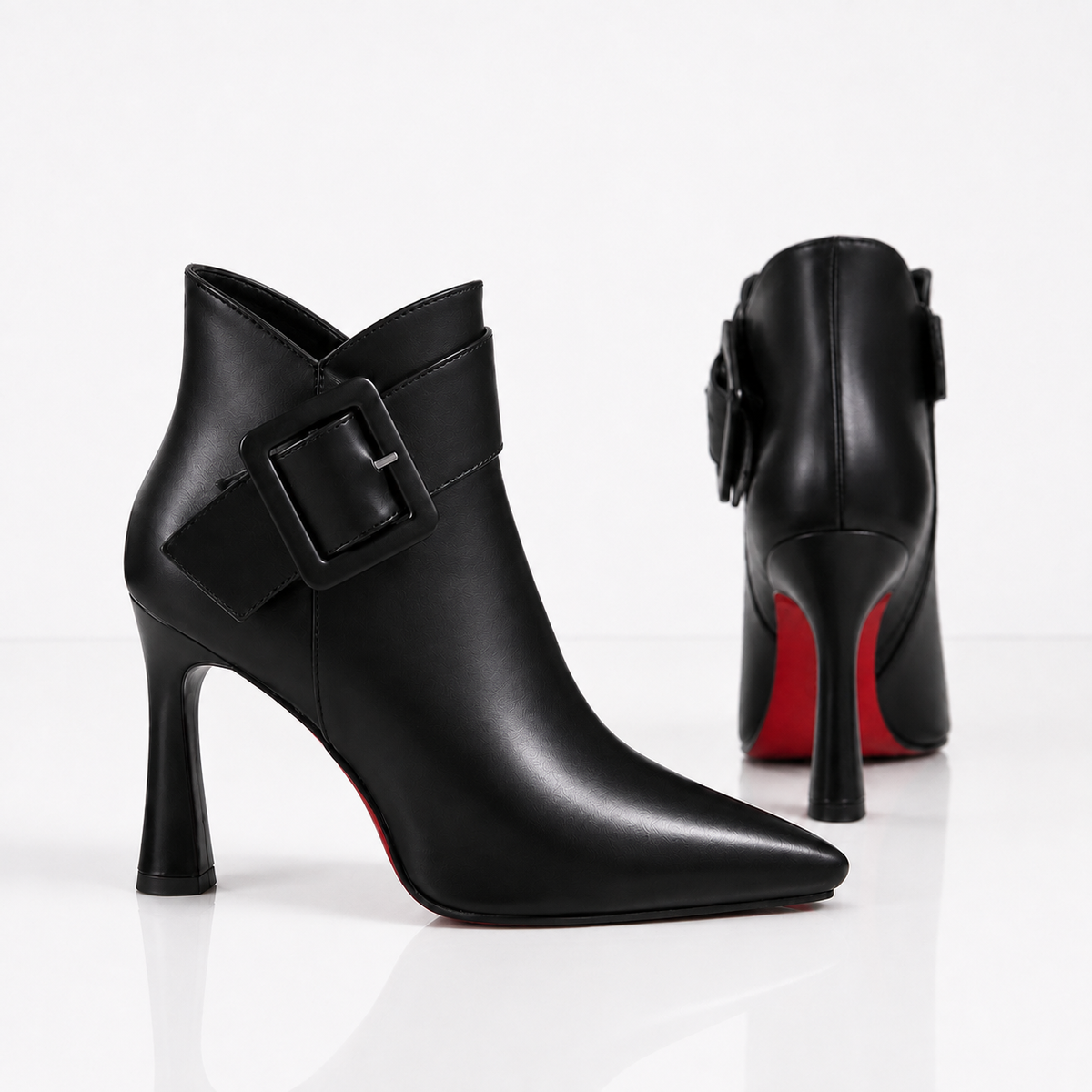 Margot - stivaletti con tacco e fibbia da donna, colore nero