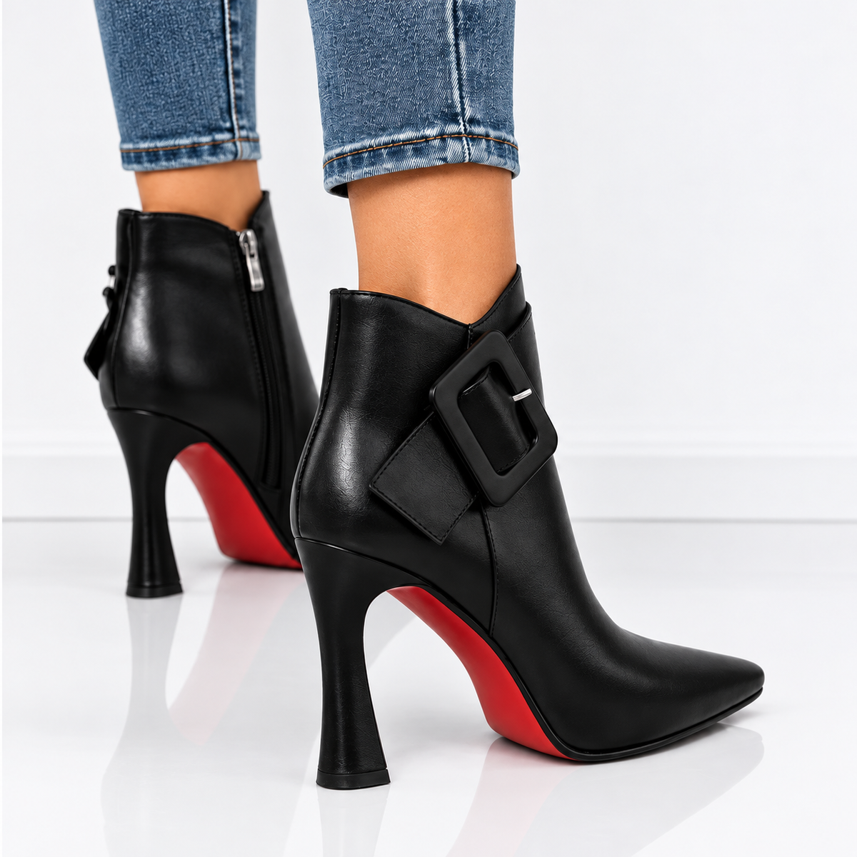 Margot - stivaletti con tacco e fibbia da donna, colore nero, vista 3