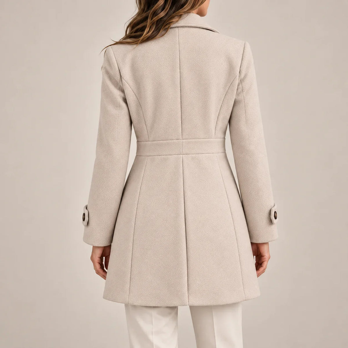 Assunta - Cappotto sartoriale avvitato Beige, retro