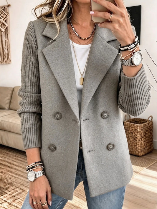 Mariella - Blazer doppiopetto con maniche in maglia Grigio
