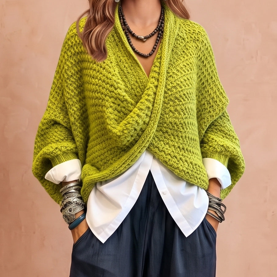 Edoarda - maglione incrociato da donna, colore verde