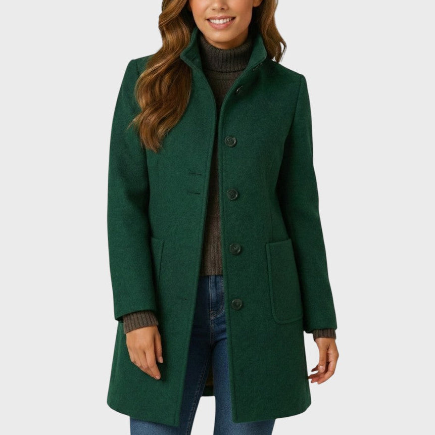 Albertina - cappotto classico con colletto da donna, colore verde