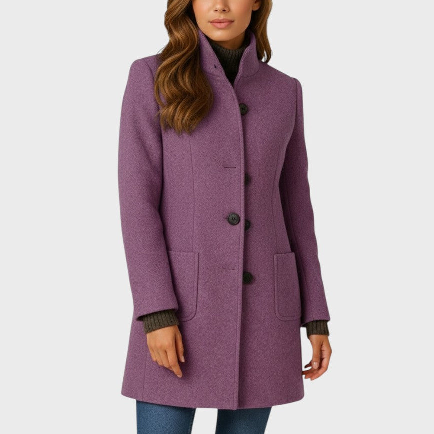 Albertina - cappotto classico con colletto da donna, colore viola