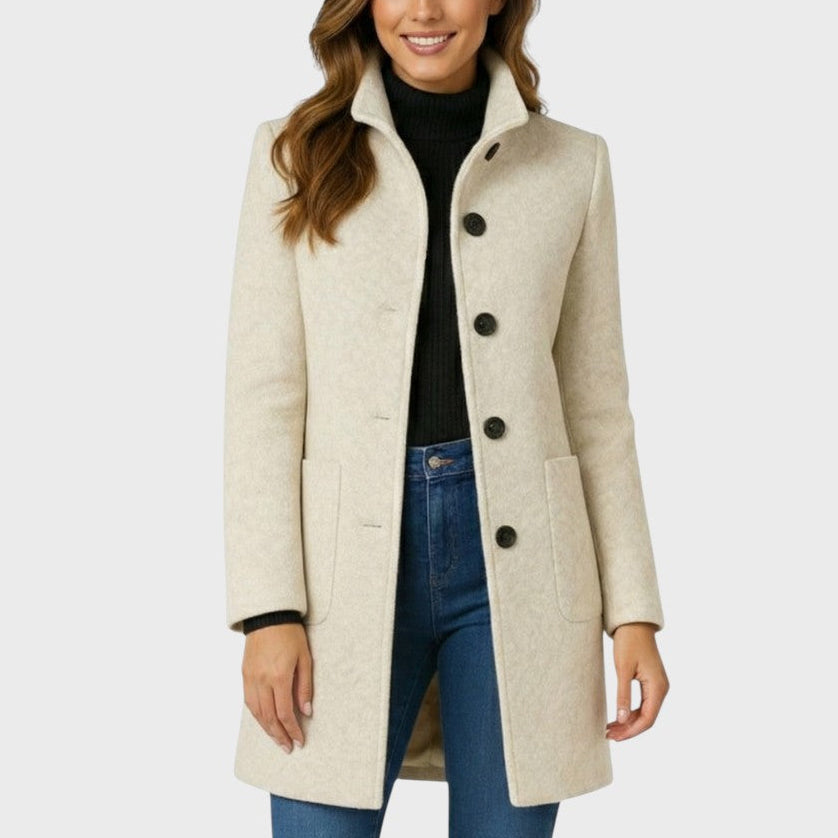 Albertina - cappotto classico con colletto da donna, colore beige