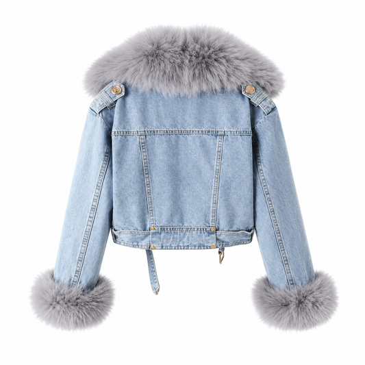 Leonora | Giacca in Denim con Collo di Pelo