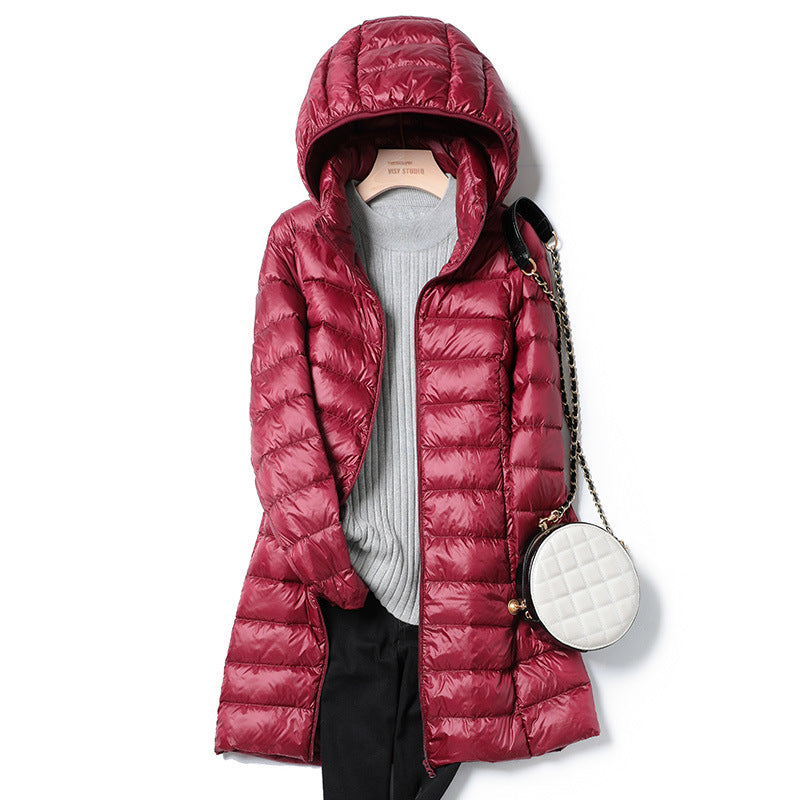 Doriana - giacca leggera con cappuccio removibile da donna, colore bordeaux