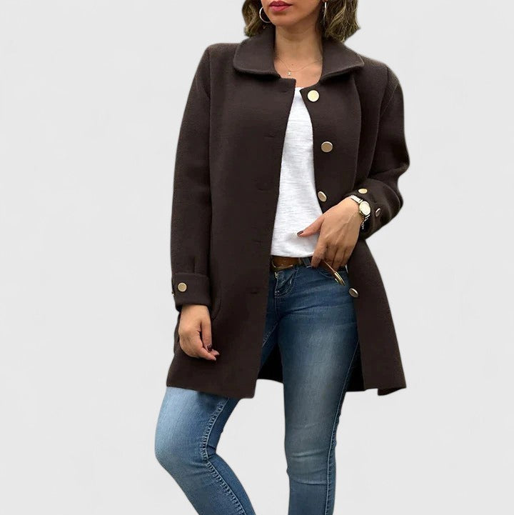 Speranza - cappotto elegante in misto lana da donna, colore marrone