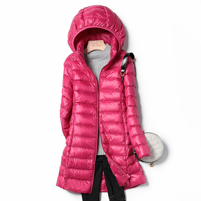 Doriana - giacca leggera con cappuccio removibile da donna, colore fucsia