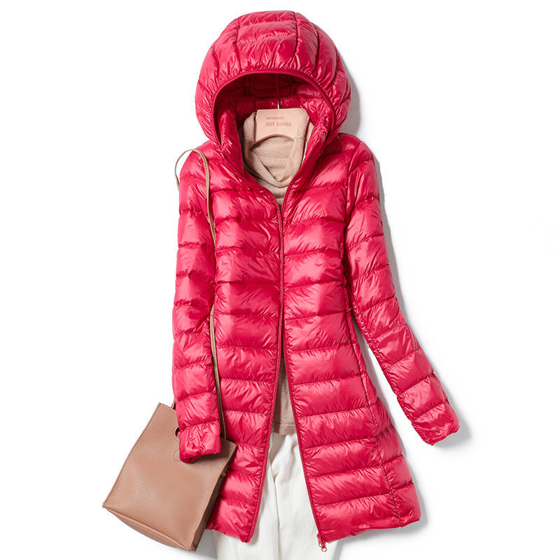 Doriana - giacca leggera con cappuccio removibile da donna, colore rosso