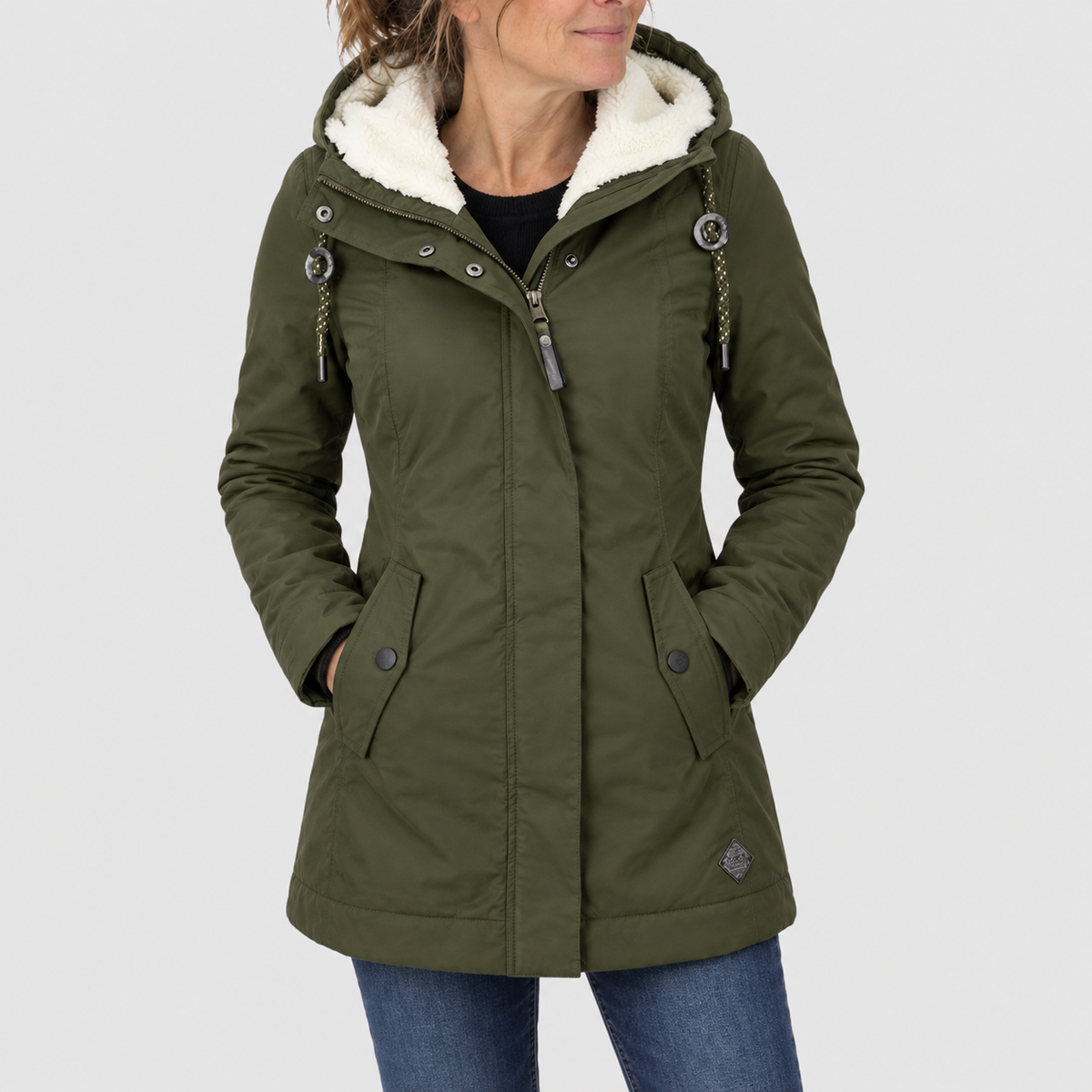 Ermelinda - parka impermeabile con cappuccio in pile da donna