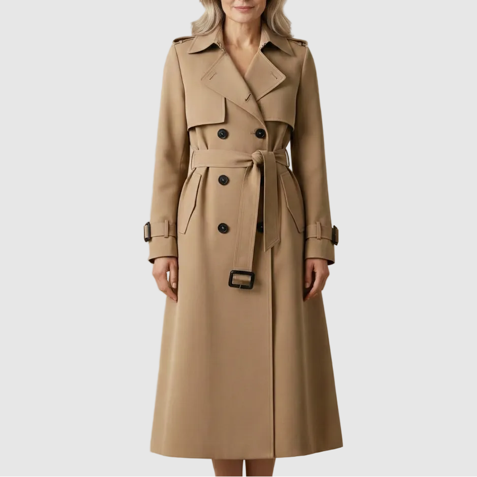 Petra - trench classico con cintura da donna, colore cachi
