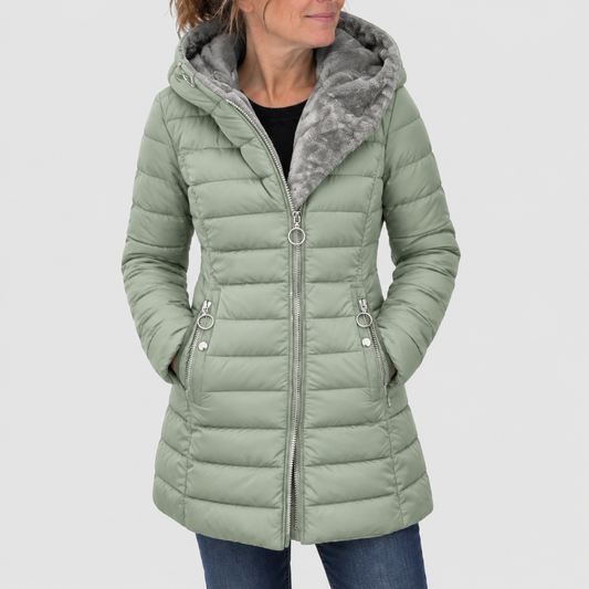 Natalia - piumino trapuntato con cappuccio in pile da donna